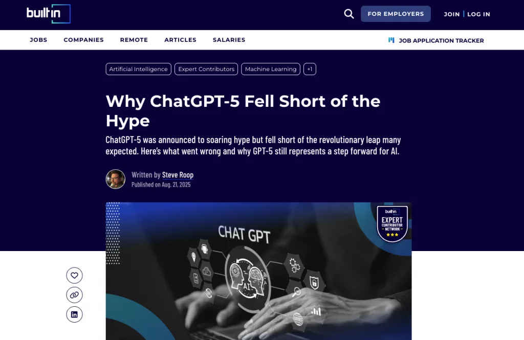 Why ChatGPT-5 Fell Short of the Hype